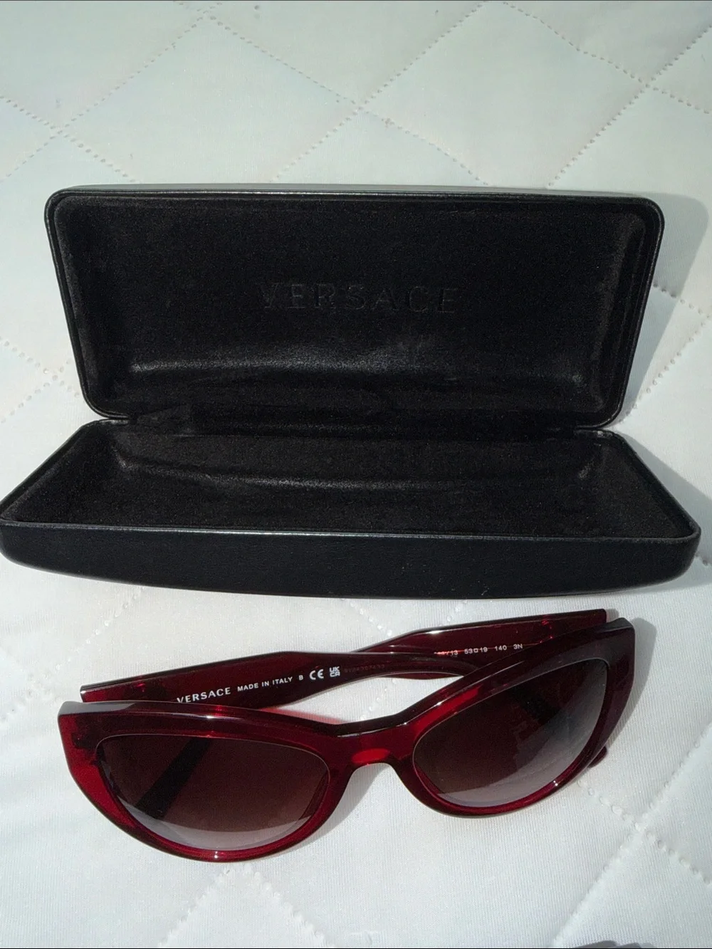 Versace Red Cat-Eye Sunglasses with Brown Tinted Lenses